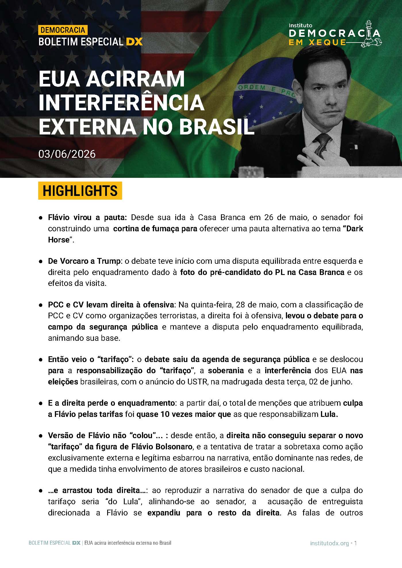 Capa EUA acirram interferência externa no Brasil