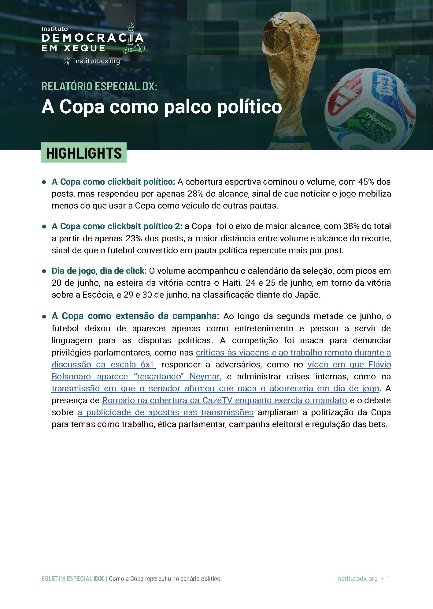 Capa A Copa como palco político