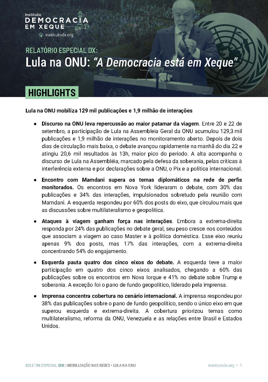 Páginas de Lula na ONU (22.09.2026) - Relatório Especial DX